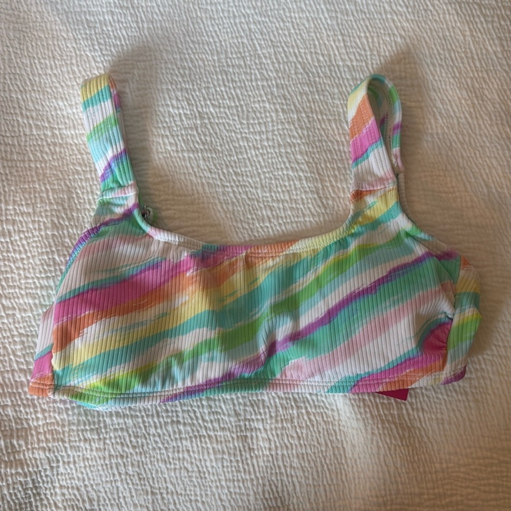 NWT multicolor striped bikini top